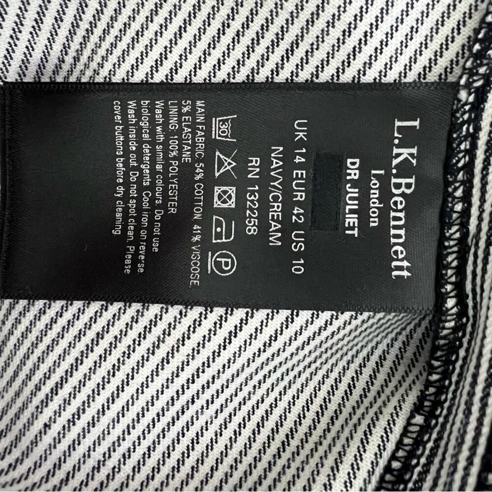 LK Bennett Black and White Striped Button-Front Pinafore Dress - Picture 15 of 16